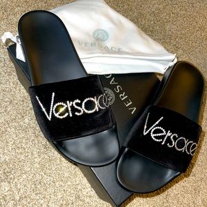 Versace Velvet Rhinestone Sandals